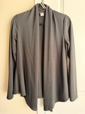 Simons Black Open-Front Draped Cardigan Blazer